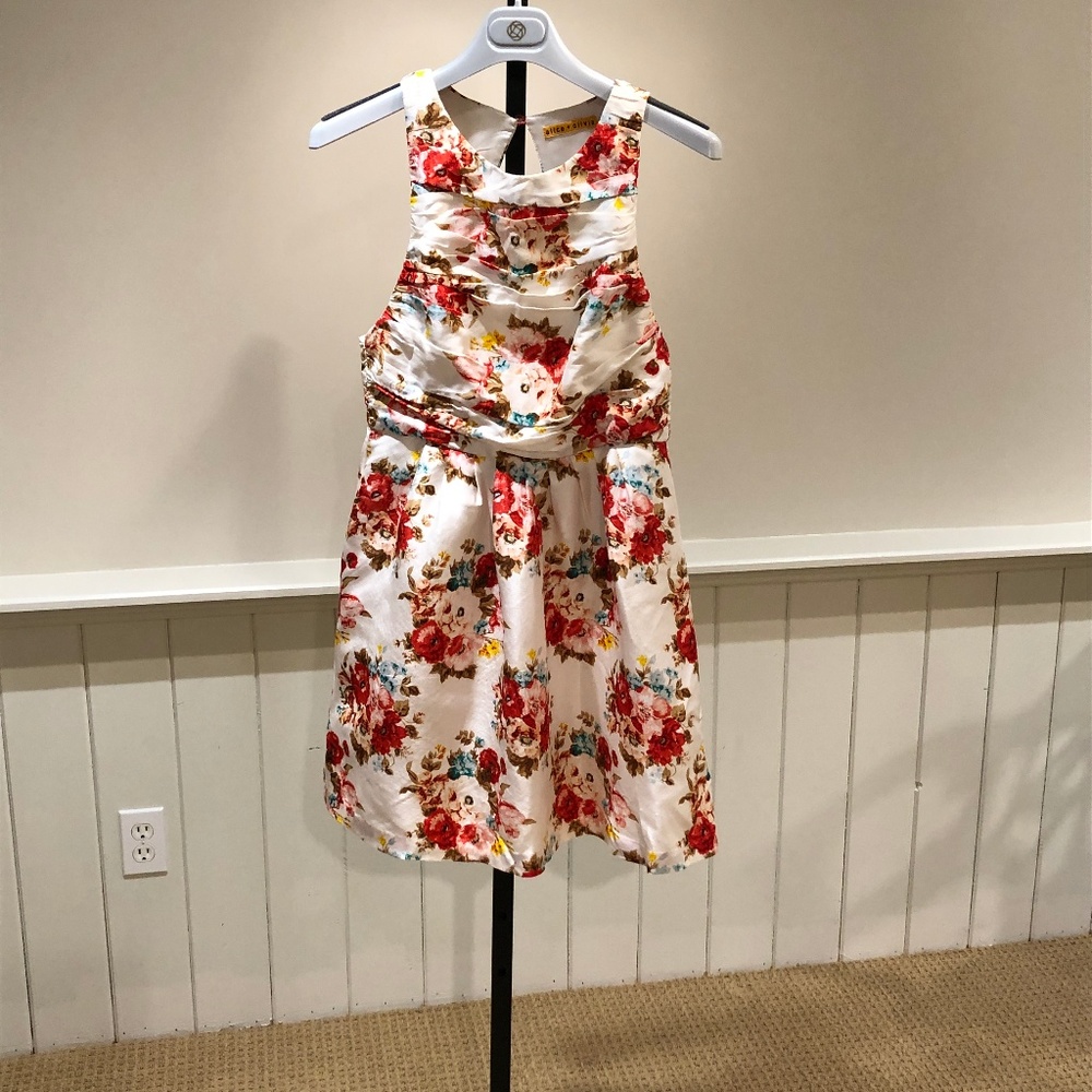 Silk Floral Alice + Olivia Open-Back Dress